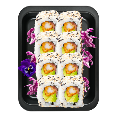 Crevette tempura (panée) avocat, ciboulette